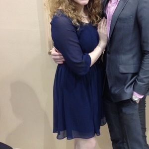 3/4 chiffon navy dress